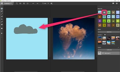 NVIDIA CANVASの雲を描いたところ