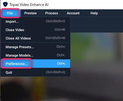 Topaz Video EhnancE AIのPreference