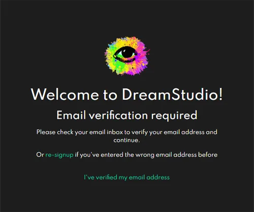 DreamStudioのパスワード設定後の画面