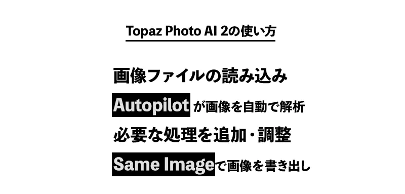 Topaz Photo AI 2の使い方