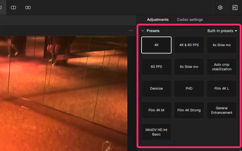 Topaz Video のPresets