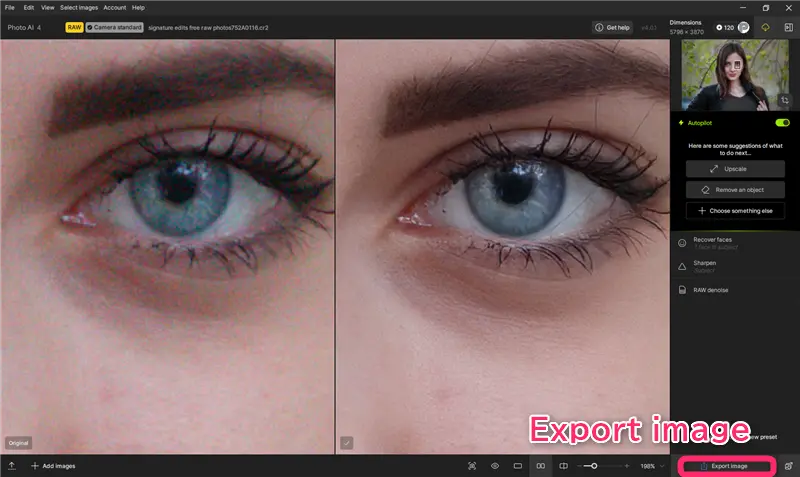 Topaz Photo AIのExport image